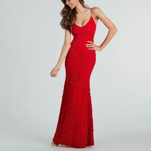 Nala Formal Ruched Strappy Back Mermaid Dress